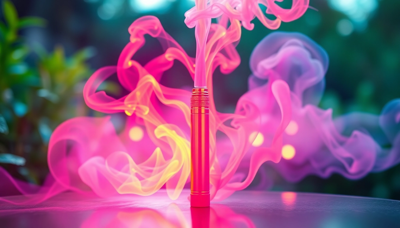 Explore where to buy dmt with a stunning visual of a DMT vape pen enveloped in colorful smoke.