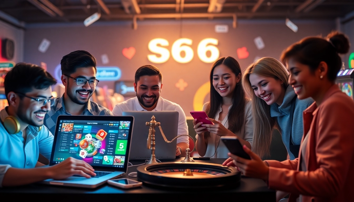 An exciting scene showcasing players engaging with the S666 online betting platform, capturing the vibrant gaming experience.
