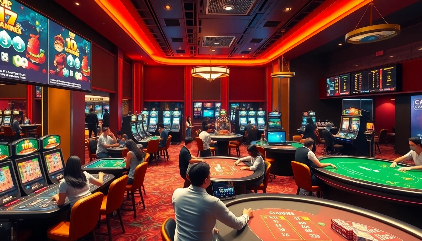 Exciting online casino scene showcasing tk88win.live with players enjoying various gambling activities.