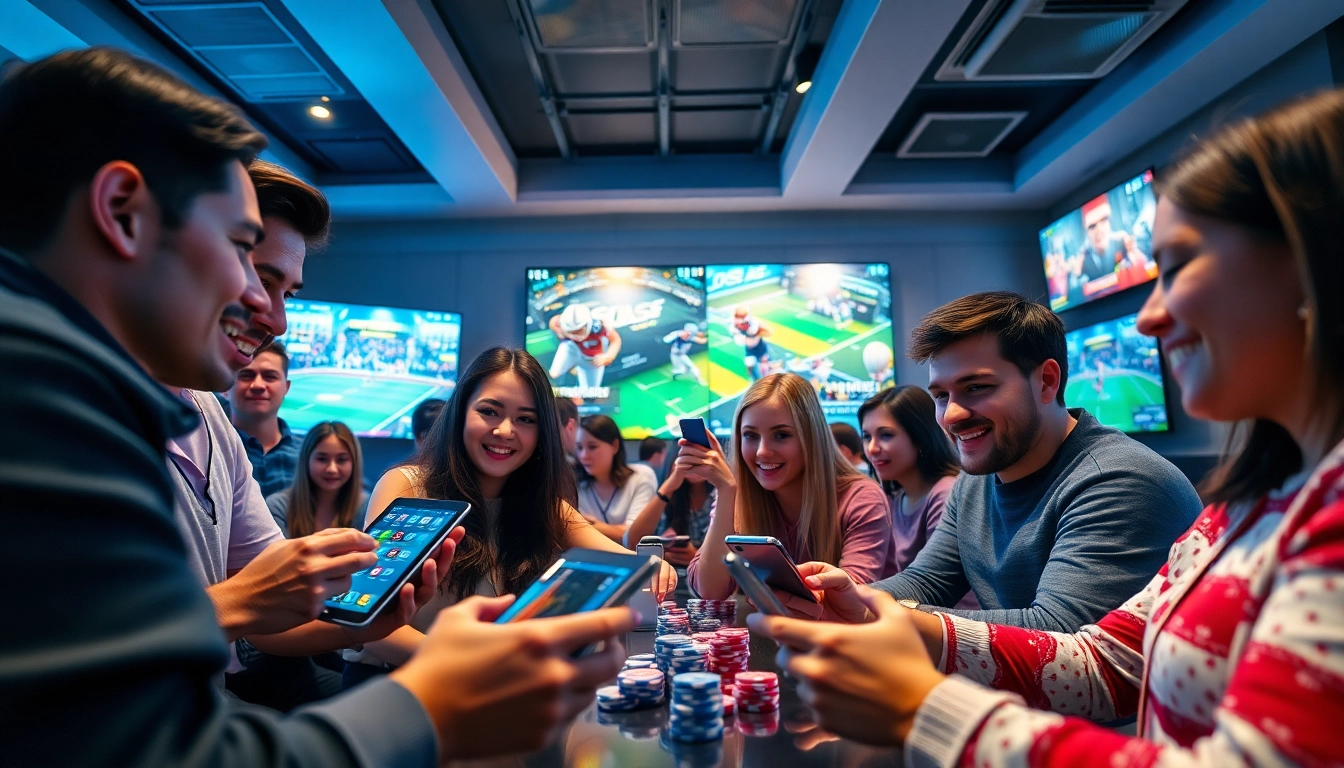 Exciting online gaming atmosphere at sbobet.dance with diverse players enjoying various games, showcasing vibrant interactions.